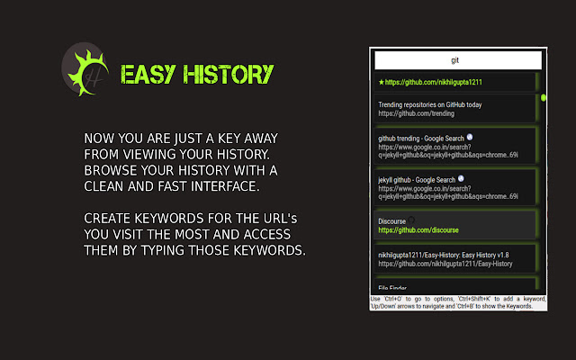 Easy History chrome谷歌浏览器插件_扩展第1张截图