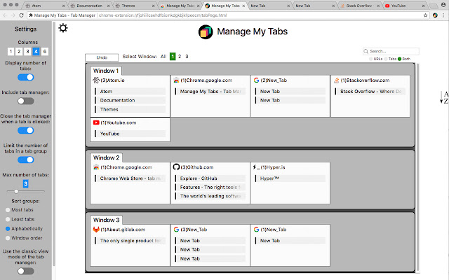 Manage My Tabs - Tab Manager chrome谷歌浏览器插件_扩展第2张截图