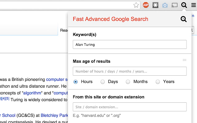 Fast Advanced Google Search chrome谷歌浏览器插件_扩展第1张截图