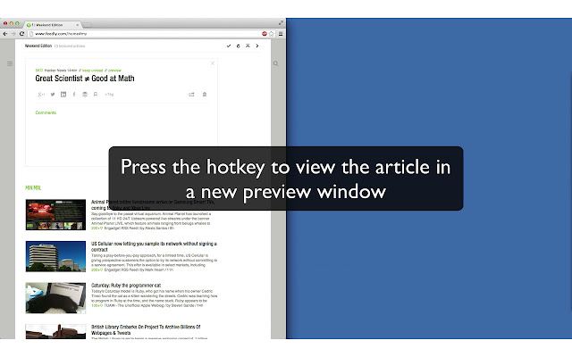 Feedly Preview Window chrome谷歌浏览器插件_扩展第1张截图