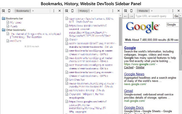 Bookmarks, History, Website DevTools Sidebar chrome谷歌浏览器插件_扩展第1张截图