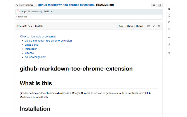 GitHub markdown ToC chrome谷歌浏览器插件_扩展第1张截图