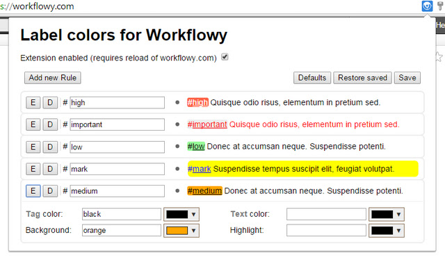 WorkFlowy colorful tags chrome谷歌浏览器插件_扩展第1张截图