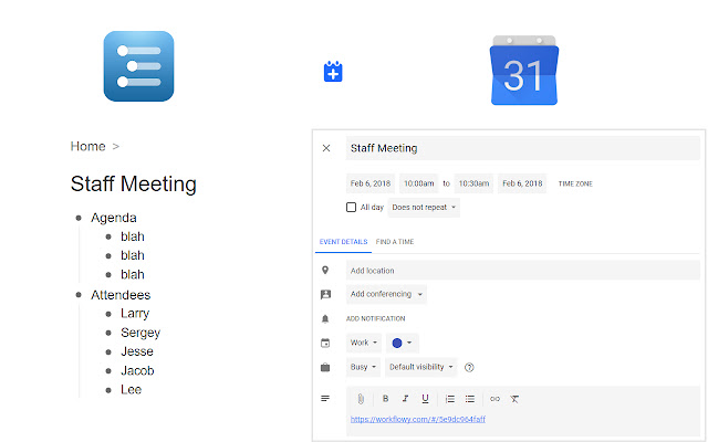 WorkFlowy to Google Calendar chrome谷歌浏览器插件_扩展第1张截图