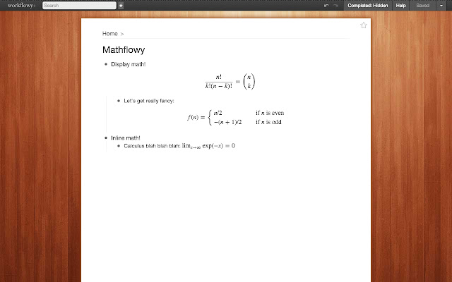 Mathflowy: TeX equations for Workflowy chrome谷歌浏览器插件_扩展第1张截图