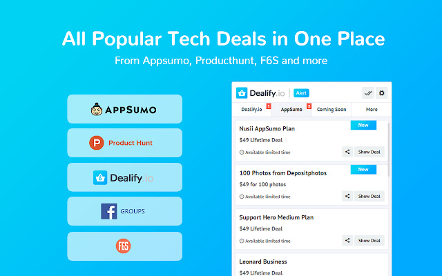 Lifetime Deal Alert for AppSumo & Dealify chrome谷歌浏览器插件_扩展第1张截图