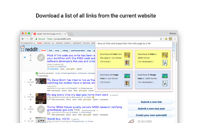 Copy all links and image links to CSV or JSON chrome谷歌浏览器插件_扩展第1张截图