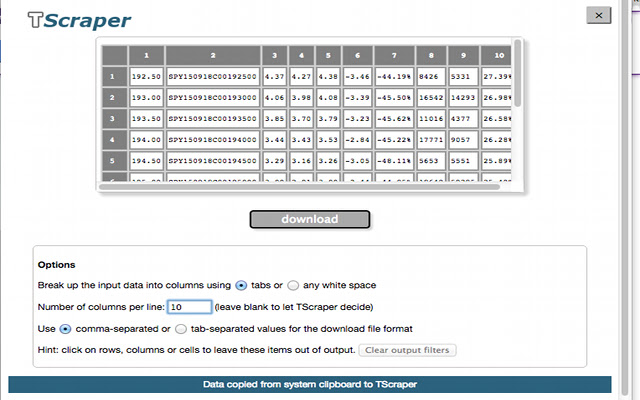 TScraper HTML table downloader chrome谷歌浏览器插件_扩展第1张截图