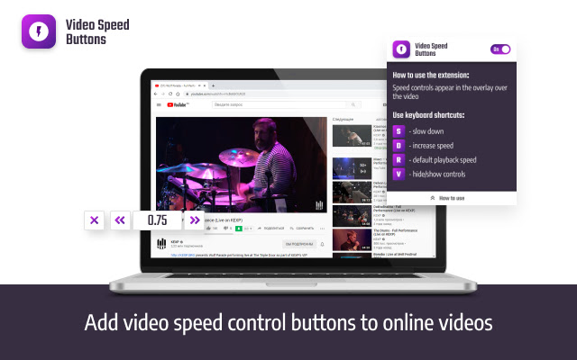 Video speed buttons chrome谷歌浏览器插件_扩展第1张截图