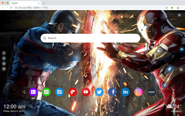 漫威英雄 新标签页 高清电影 流行壁纸 主题 chrome谷歌浏览器插件_扩展第1张截图