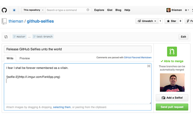 GitHub Selfies chrome谷歌浏览器插件_扩展第1张截图