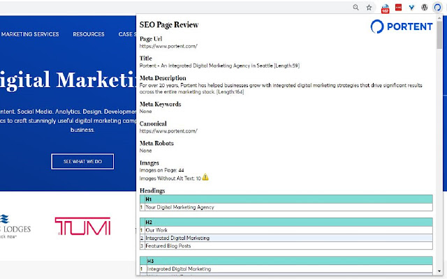 Portent's SEO Page Review chrome谷歌浏览器插件_扩展第1张截图