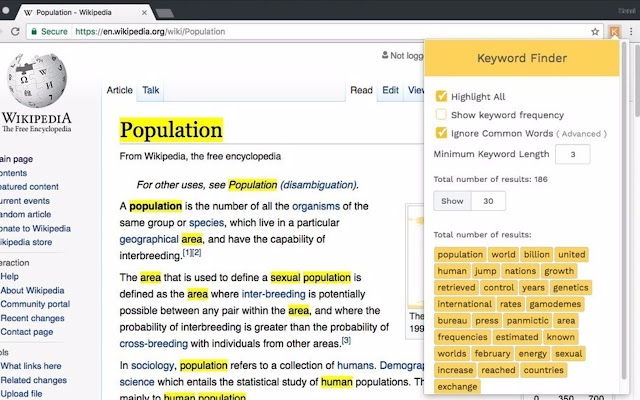 Keyword Finder chrome谷歌浏览器插件_扩展第2张截图