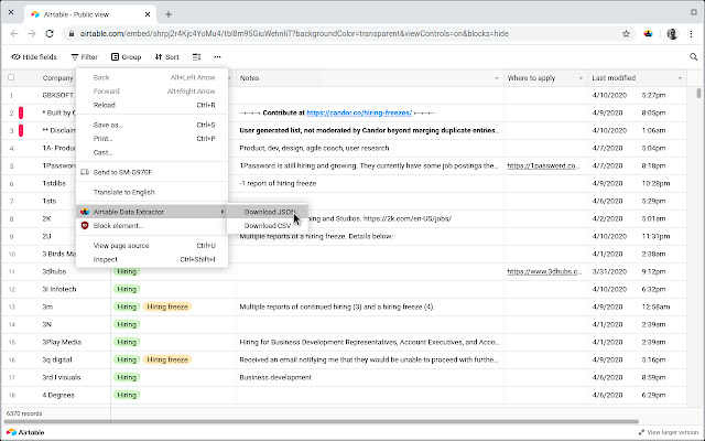 Airtable Data Extractor chrome谷歌浏览器插件_扩展第1张截图