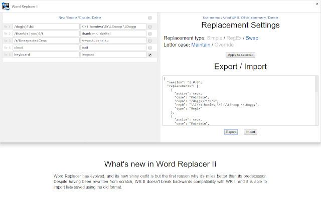 Word Replacer II chrome谷歌浏览器插件_扩展第2张截图