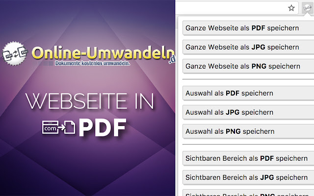 Webseite in PDF, JPG, PNG umwandeln chrome谷歌浏览器插件_扩展第1张截图