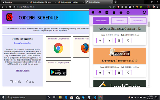 Coding Schedule chrome谷歌浏览器插件_扩展第2张截图