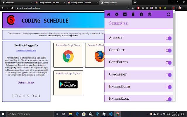 Coding Schedule chrome谷歌浏览器插件_扩展第3张截图