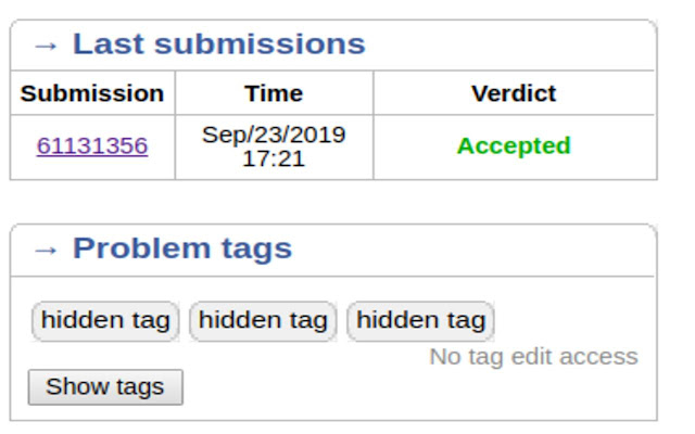 Hide Problems Tags - Codeforces chrome谷歌浏览器插件_扩展第4张截图