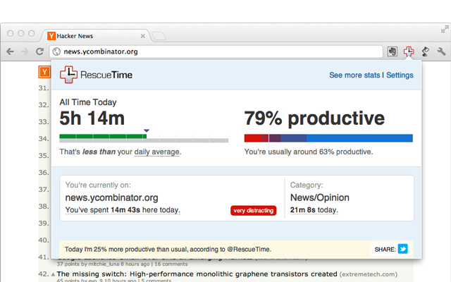 RescueTime for Chrome and Chrome OS chrome谷歌浏览器插件_扩展第1张截图