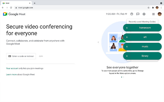 Recent Meeting Codes chrome谷歌浏览器插件_扩展第1张截图