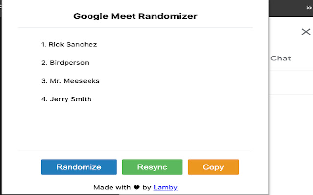 Google Meet Randomizer chrome谷歌浏览器插件_扩展第3张截图