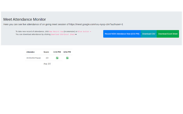 Google Meet Attendance (Works with New UI) chrome谷歌浏览器插件_扩展第4张截图