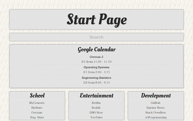 Simple Start Page chrome谷歌浏览器插件_扩展第1张截图