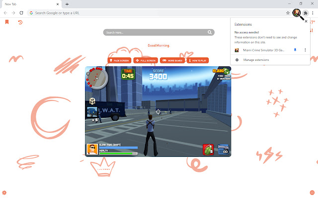 Miami Crime Simulator 3D Game New Tab chrome谷歌浏览器插件_扩展第2张截图