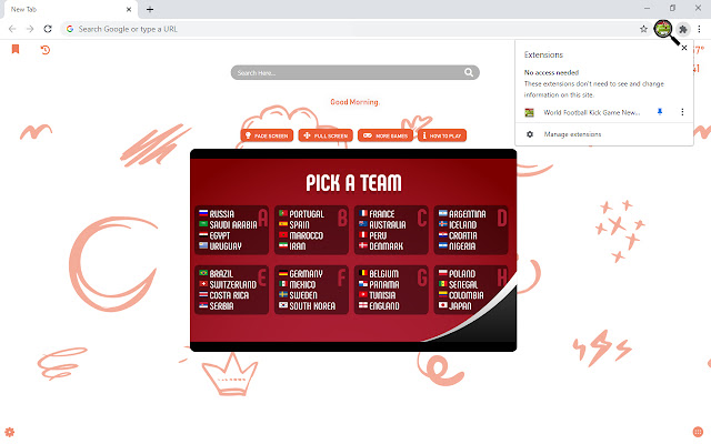 World Football Kick Game New Tab chrome谷歌浏览器插件_扩展第5张截图