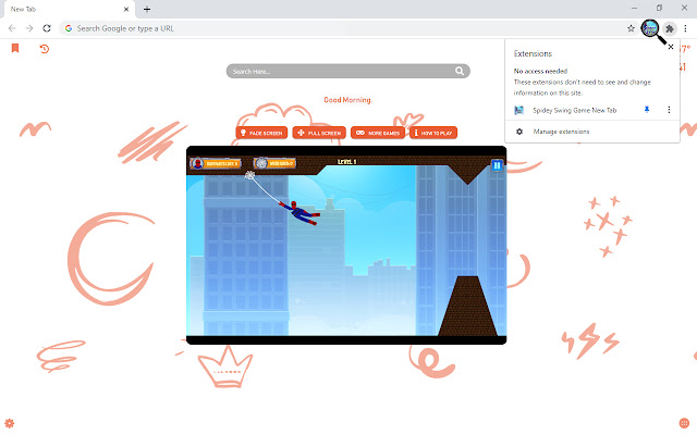 Spidey Swing Game New Tab chrome谷歌浏览器插件_扩展第2张截图
