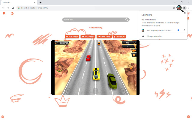 Mini Highway Crazy Traffic Game New Tab chrome谷歌浏览器插件_扩展第1张截图