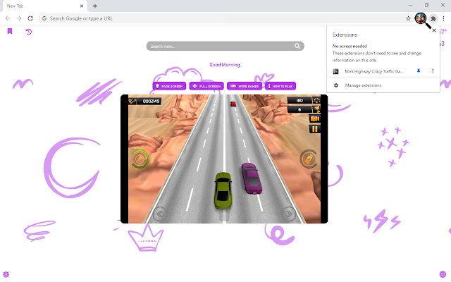 Mini Highway Crazy Traffic Game New Tab chrome谷歌浏览器插件_扩展第4张截图
