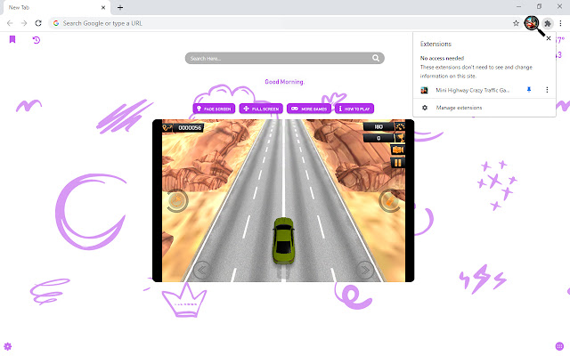 Mini Highway Crazy Traffic Game New Tab chrome谷歌浏览器插件_扩展第5张截图