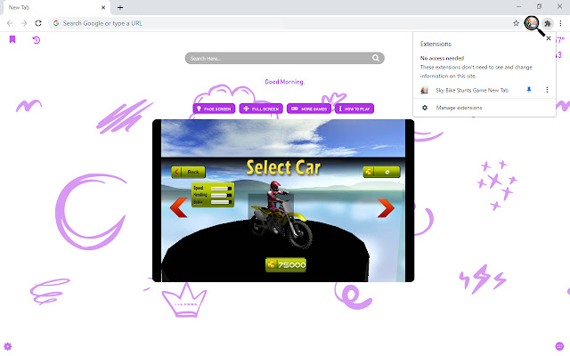 Sky Bike Stunts Game New Tab chrome谷歌浏览器插件_扩展第2张截图