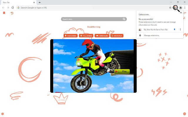 Sky Bike Stunts Game New Tab chrome谷歌浏览器插件_扩展第4张截图