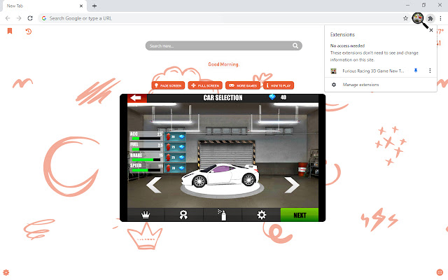 Furious Racing 3D Game New Tab chrome谷歌浏览器插件_扩展第4张截图