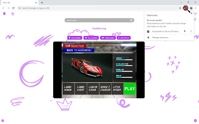 Impossible Car Stunts 3D Game New Tab chrome谷歌浏览器插件_扩展第2张截图