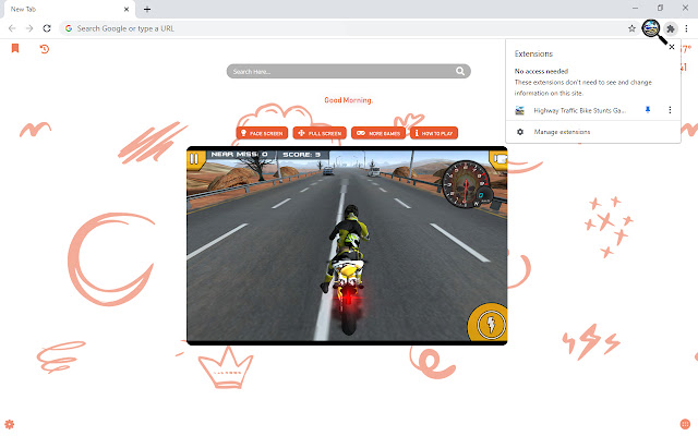 Highway Traffic Bike Stunts Game New Tab chrome谷歌浏览器插件_扩展第1张截图