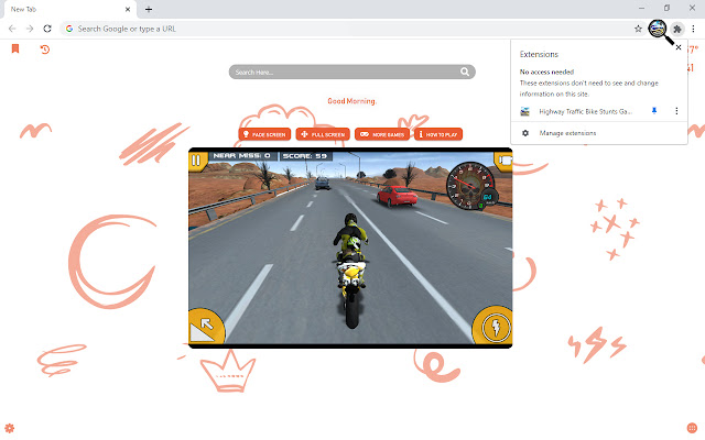 Highway Traffic Bike Stunts Game New Tab chrome谷歌浏览器插件_扩展第2张截图