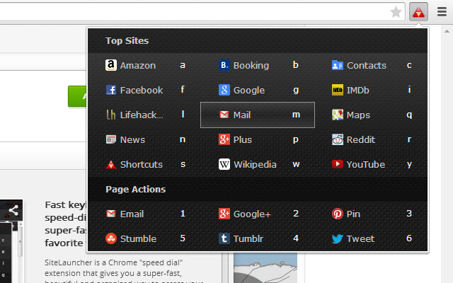 SiteLauncher chrome谷歌浏览器插件_扩展第3张截图
