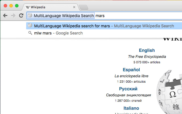 MultiLanguage Wikipedia Search chrome谷歌浏览器插件_扩展第2张截图