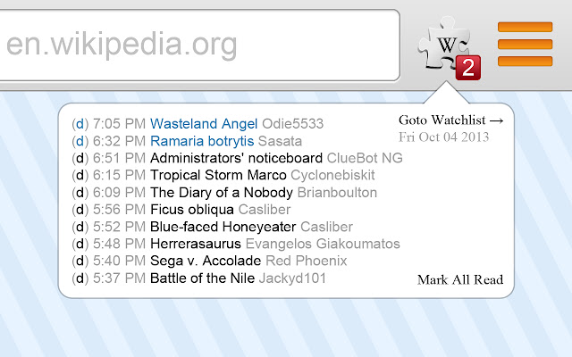 Wikipedia Watchlist chrome谷歌浏览器插件_扩展第1张截图