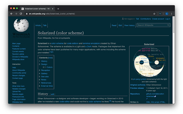 Wikipedia Solarized Dark Theme chrome谷歌浏览器插件_扩展第1张截图