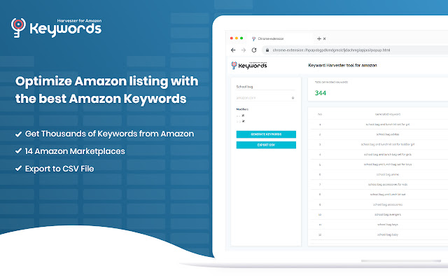 Keyword Harvester tool for Amazon chrome谷歌浏览器插件_扩展第3张截图