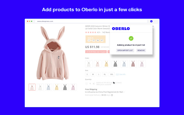 Oberlo - Aliexpress.com Product Importer chrome谷歌浏览器插件_扩展第2张截图