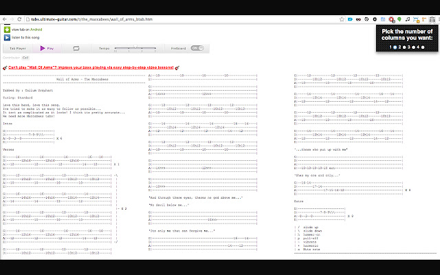 Ultimate Guitar Columnizr chrome谷歌浏览器插件_扩展第1张截图