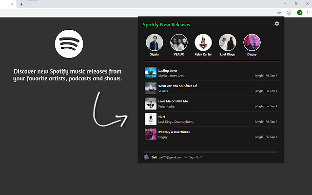 Spotify New Releases chrome谷歌浏览器插件_扩展第1张截图