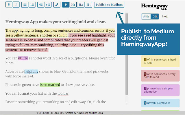 The Clause: Hemingwayapp to Medium chrome谷歌浏览器插件_扩展第1张截图