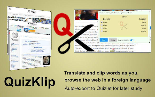 QuizKlip: Translate the Web, Study on Quizlet chrome谷歌浏览器插件_扩展第1张截图